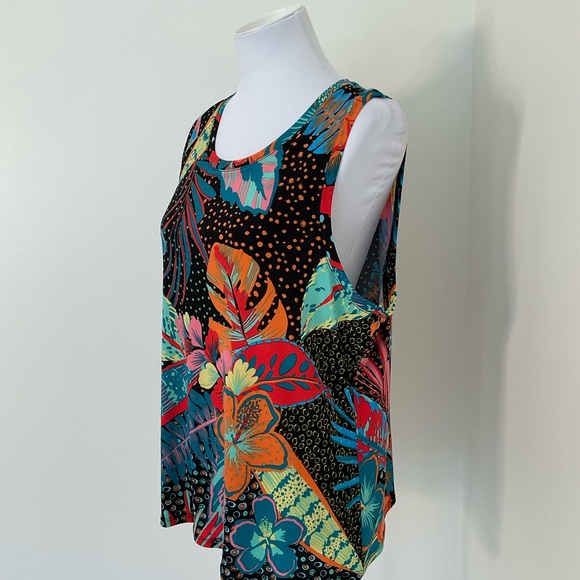 NWT Vince Camuto Multicolor Tropical Patterned Sleeveless Tunic Top - Picture 4 of 9